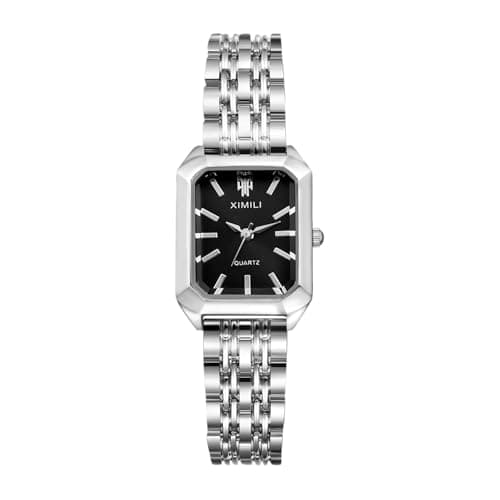 Image of JewelryWe Women's Square Quartz Watches: Ladies Silver Analog Quartz Elegant Bracelet Watch with Detachable Strap Wristwatch for Christmas