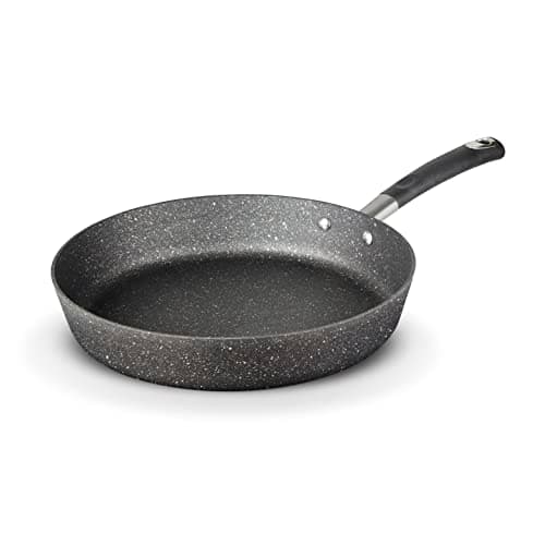 Image of Tower Precision 30cm Stone Coated Frying Pan with Black Diamond PTFE Non-Stick Coating, Soft Grip Handle, Black