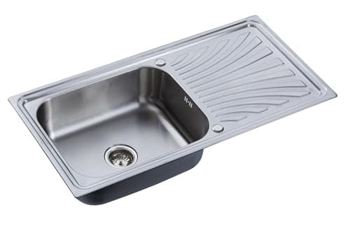 Image of RUMO Echo Premium Stainless Steel Kitchen Sink 1.0 One Single Large Deep Bowl Reversible Sinks with Drainer 1000 x 500mm Inset Life Time Warranty Includes Wastes & Plumbing Kit