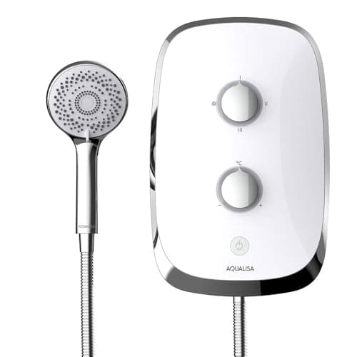 Image of Aqualisa e-Motion Arctic White Electric Shower Digital Display 3 Spray Patterns 8.5KW