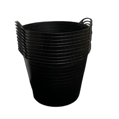 Image of NEW! BLACK 42L Flexi Tubs 10 Packs - Durable Flexible Buckets for Home & Garden Versatile Large Garden Tubs with Handles, Handy Builders Buckets Heavy Duty, Ideal Bath Laundry Bucket & Flexi Bucket