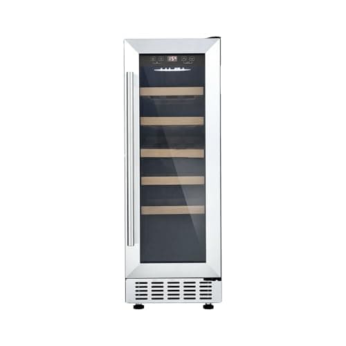 Image of Cookology CWC300SS Freestanding Under Counter Fridge Cabinet 30cm Wine Cooler in Stainless Steel - 20 Bottle & 60 Litre Capacity - 5 Sliding Shelves - Digital Temperature Control - Reversible Door