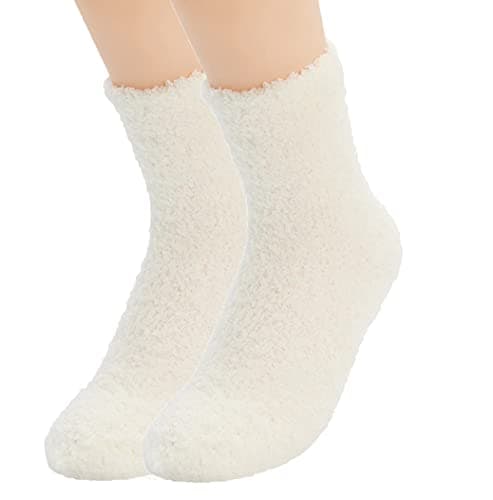 Image of TC The Cheers Snuggle Socks - Extremely Cozy Terry Fluffy Winter Socks (White)