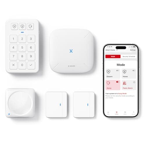 Image of X-Sense Smart Home Security Systems, Wireless alarm systems, Works with Alexa, Supports Mobile App Alerts, Includes 1 Base Station, 2 Door Alarms, 1 Motion Alarm, 1 Keypad, AS05