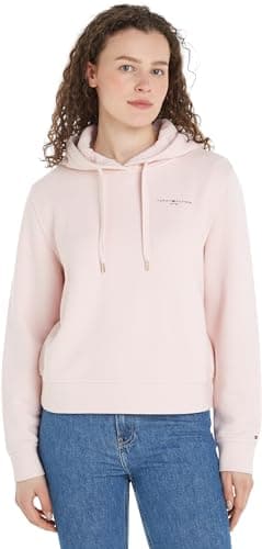 Image of Tommy Hilfiger Women 1985 Rlx Mini Corp Logo Hoodie Pullover Hoody, Pink, XS