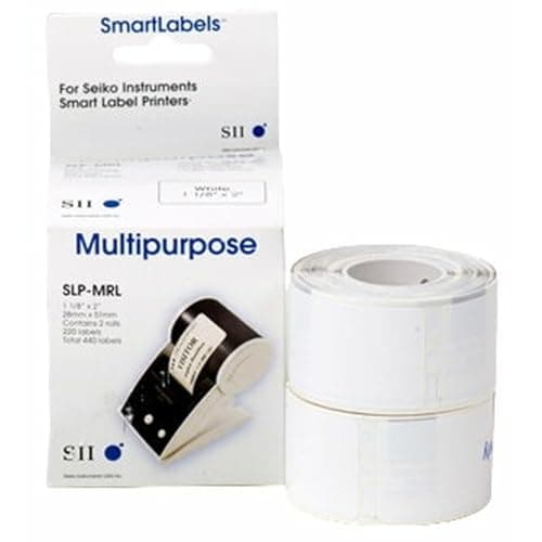Image of Seiko Instruments Thermal Label SLP 2RL, 1/2-Inch Core, 260 Labels per Roll Qty: 2 Rolls – 28 x 89 mm – White