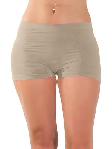Image of Love My Fashions ® Women's Boyshort Microfibre High Waist Boxers Seamless Stretchy Full Coverage Underwear for Ladies Nude