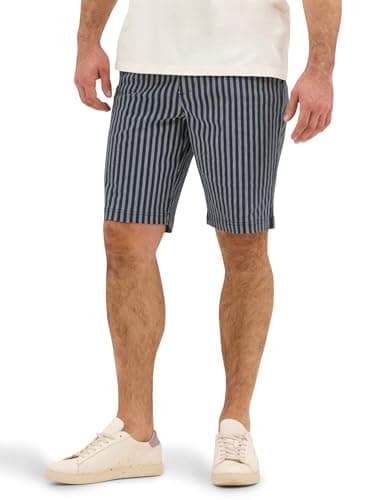 Image of Lee Men's Extreme Motion Flat Front Short, Mood Indigo Stripes, 20