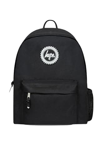 Image of hype Unisex Backpack, Iconic Style in Plain Black, School Bag for Kids, Comfortable Rucksack with Bottle Holder, 3 Storage Compartments, Padded, Adjustable Straps & Grab Handle