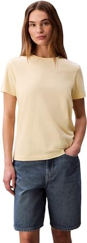 Image of Calvin Klein Women's Archive Jersey Crew Tee EU Lv047B224G Tees, Yellow, L
