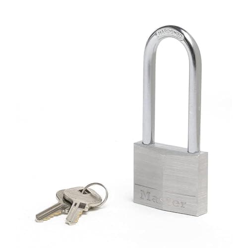 Image of Master Lock 9150EURDLJ Key Padlock in Aluminium with Long Shackle, Grey, 5 x 10,7 x 1,4 cm