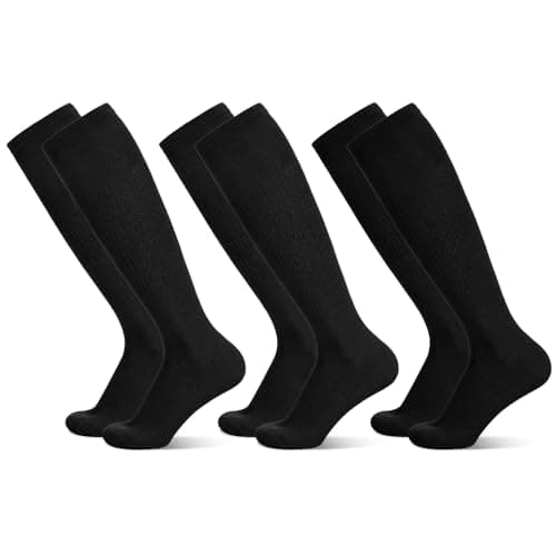 Image of FRIUSATE 3 Pairs Football Socks for Men, Black Soccer Socks Long Sports Socks for Adult Rugby Hockey Running Gym Workouts (38-44)