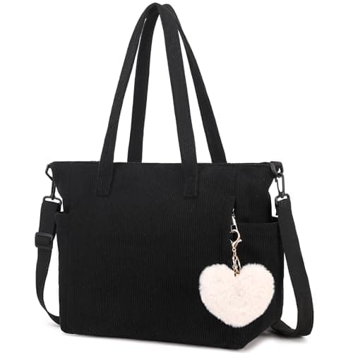 Image of Makukke Corduroy Totes Bag Women - Shoulder Hobo Bag Handbags Crossbody Bag Big Capacity Shopping Purses (Black)