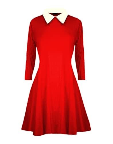 Image of Gum & Berries Girls Collar Swing Dress Long Sleeves Flare Franki A Line Midi Skater Dresses Kids Uniform Top Red 7-8 Years