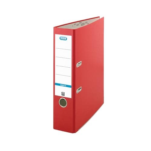 Image of Elba A4 Lever Arch File, 570 Sheet Capacity, 80mm Spine, Strong Paperboard, Single Pack, Red – Durable Office, School & Home Filing Organiser