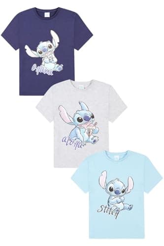 Image of Disney Lilo and Stitch 3 Pack Girls T-Shirts Multipack (11-12 Years) Blue
