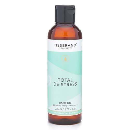 Image of Tisserand - Total De-Stress - Aromatherapy Bath Oil - Orange, Geranium, Nutmeg Essential Oil - 100% Natural Pure Essential Oils - 200ml