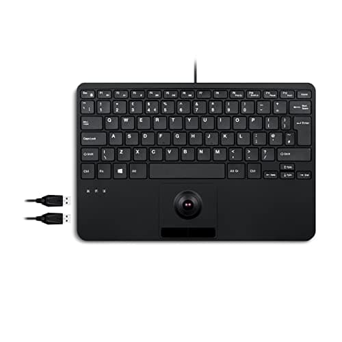 Image of perixx PERIBOARD-526 UK, Wired Mini USB Keyboard with Trackball - X Type Scissor Keys - 11.18x7.17x1.1 Inches - Build-in 2 USB Hubs - UK English