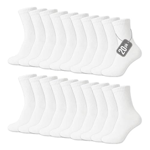 Image of The Essentials Wardrobe Mens 20 Pack Terry Sports Socks - UK 6-8.5/EU 39-42.5 - White