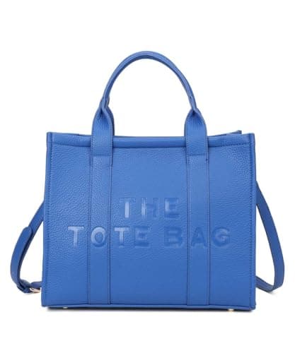 Image of BagDesign Women's Lightweight Tote Shoulder PU Leather Spacious Shoulder Handbag with Long Strap -COBALT