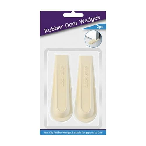 Image of 2 Pack Premium Rubber Door Stopper Wedges - Heavy Duty Non-Slip Door Stops with Strong Grip - Works on Carpet, Tile, Wood, Concrete - for Home, Office, Indoor & Outdoor Use