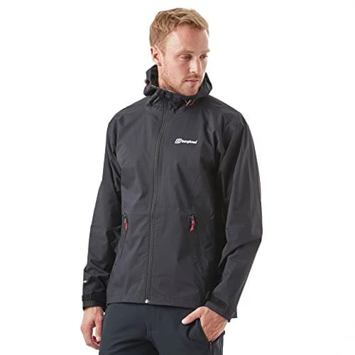 Image of Berghaus Men’s Stormcloud Waterproof Jacket with Adjustable Hood and Drawcord Hem, Breathable, Lightweight & Durable Technical Raincoat (UK, Alpha, M, Regular, Regular, Black)