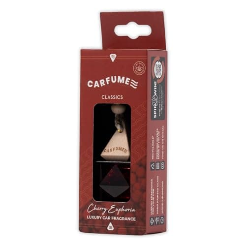 Image of Carfume Classic Cherry Euphoria Car Air Freshener | Premium Ripe Cherries & Rich Fruit Fragrance | Luxury Unisex Recyclable Scented Diffuser - Odour Eliminator - UK Made Car Accessories