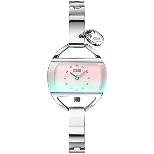 Image of STORM Temptress Charm Lazer Pink Women's Watch with Unique Curved dial, Heart Charm and easilink Fastening