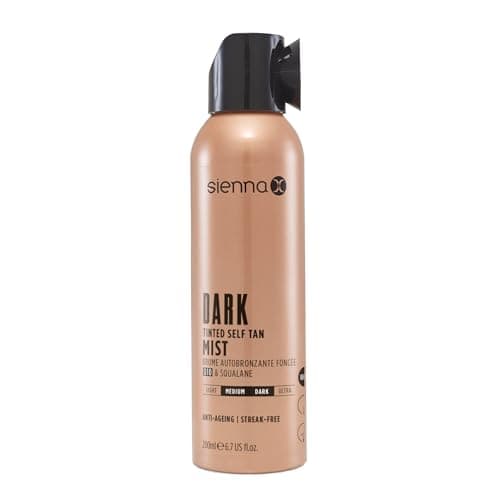 Image of Sienna X SLEEP Q10 Self Tan Mist 200ml. Vegan Friendly, Quick Drying and Streak Free Formula With Natural Results. Enriched With Q10, Vitamin E and Aloe Vera. Creates A Flawless Finish Over 8 Hours.