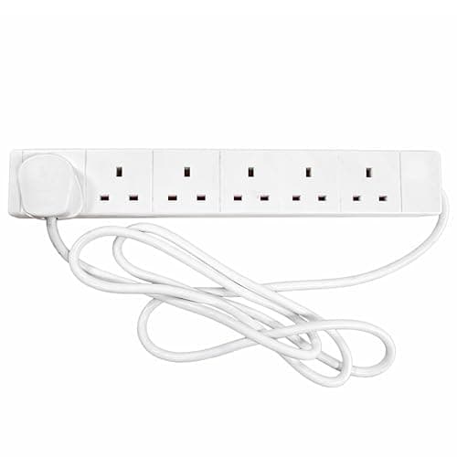 Image of STATUS 6 Socket Extension Lead, 2m Multi-Plug Power Strip for Home, Office or Gaming Set-ups, White (S6W2MS12)