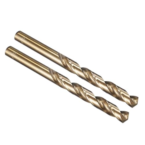 Image of PATIKIL 10mm Drill Bit, M35 Cobalt 5% High-Speed Steel Jobber Straight Shank 135° Gold Finish for Stainless Steel Hard Metal - 2 Pack
