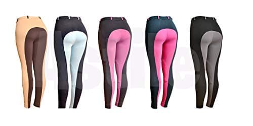 Image of Astile Ladies/Womens Horse Riding Jodhpurs/Jodphurs Soft Stretchy (BLACK/GREY, 34'' LADIES)