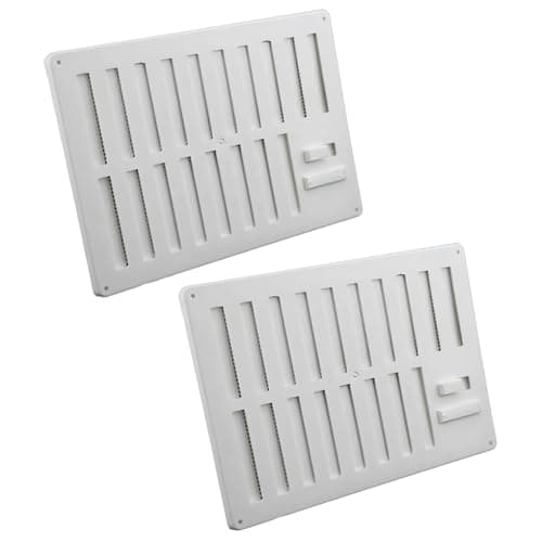 Image of Hit & Miss Vent with Flyscreen (2 Pack | White | 9in x 6in) – Adjustable Air Vent 9x6 Inch – Wall, Door & Ceiling Ventilator with Slide Control