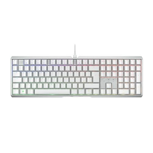 Image of CHERRY XTRFY MX 3.1, Mechanical Gaming Keyboard, UK Layout (QWERTY), RGB Lighting, Aluminium Housing, USB-A Port, MX2A RED Switches, White