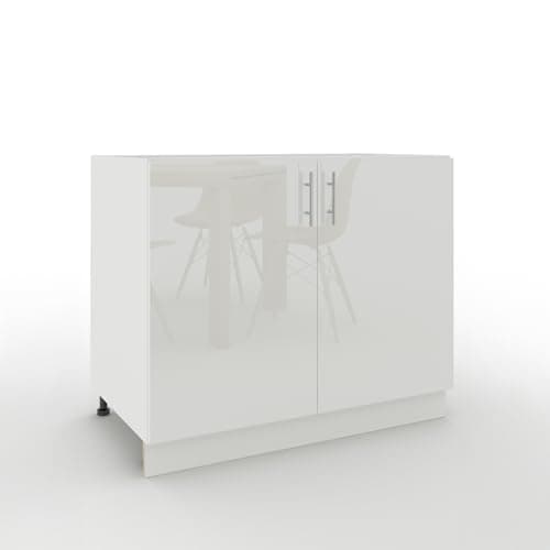 Image of JD Greta Adjustable Kitchen Base Unit - 1000mm - Base Cabinet with Doors (No Worktop) - White Gloss