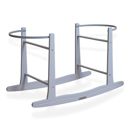 Image of Clair de Lune Standard Moses Basket Rocking Stand, Sturdy Pine Wood With Adjustable Straps & Easy Assembly, Grey