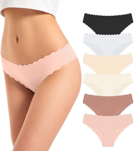 Image of TANSTC Seamless Knickers for Women - No VPL Underwear for Women Invisible Panties Wave Edge Ladies Briefs Knickers Breathable Ultra-Soft Multipack(6 Pack)