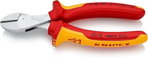 Image of KNIPEX X-Cut Compact Diagonal Cutter High Lever Transmission Self-Service Card Chrome-Plated Insulated with Multi-Component Grips, 73 06 160 SB