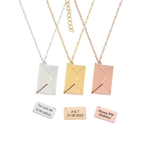 Image of Custom Message Necklace, Personalised Love Letterbox Necklace, Engraved Letter and Envelope Necklace, Locket Necklace, Secret Love Note Necklace, Hidden Message Jewellery, Anniversary Gift