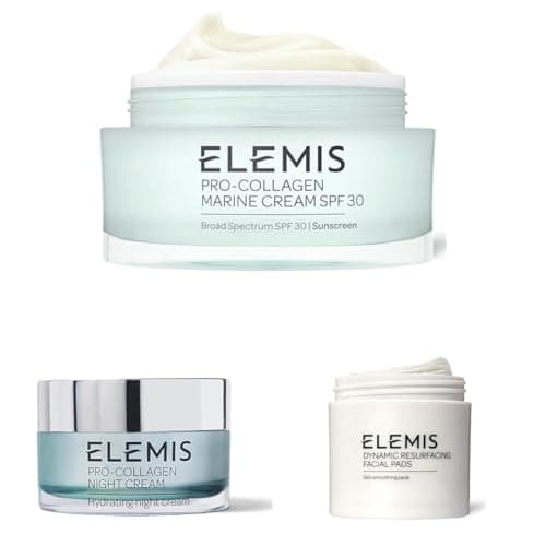 Image of ELEMIS Skincare Set – Pro-Collagen Marine Cream SPF 30, Night Cream & Resurfacing Facial Pads
