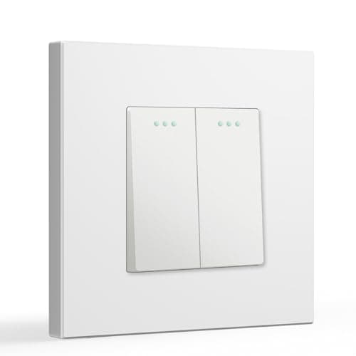 Image of BSEED Light Switch 2 Gang 2 Way, Single Wall Light Switch with LED Indicator, No Neutral Wire Required, PC Mechanical Toggle Lightswitch, 10A, White