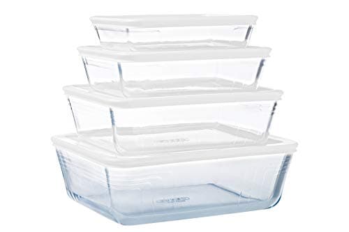 Image of Pyrex® Cook & Freeze Set of 4 Glass Dishes with Airtight Lids (0.8 L, 1.5 L, 2.6 L, 4 L) - Special Freezing - BPA Free