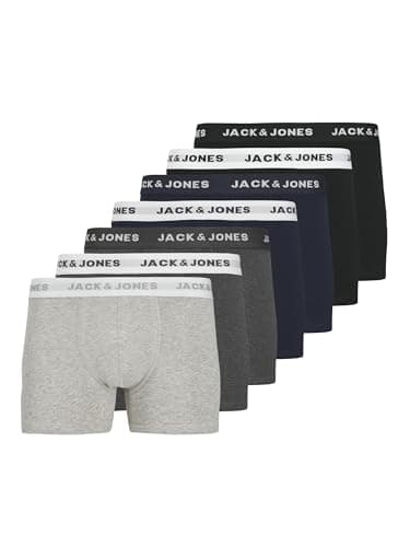 Image of JACK & JONES Basic Trunks Boxershorts Men (7-pack: Light Grey/White/Black/Grey/Dark Blue) - M