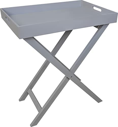 Image of St Helens Home & Garden Folding Side Table with Removeable Tray For serving Drinks, Snacks, Food, Dinner (Grey)