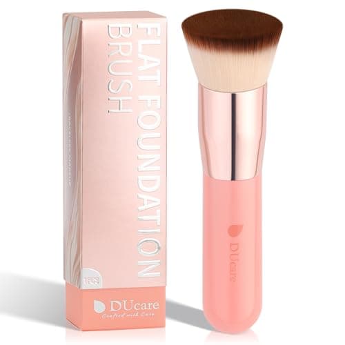 Image of DUcare Make Up Brush Foundation Kabuki Flat Top Makeup Brushes Perfect For Blending Liquid, Cream or Flawless Powder Cosmetics - Buffing, Stippling, Concealer (Rose)