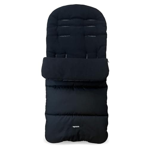 Image of My Babiie Footmuff - Fleece Lined Cosytoes, Universal Fitting for Pushchair, Stroller, Buggy & Pram, Dual Layer, Showerproof, Accessory for Baby - Black