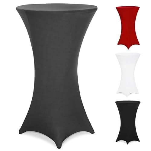 Image of Deuba® Bar Table Stretch Slip Cover for 60-65cm Diameter Bistro Tables | 120cm Height | 30°C Washable Easy Care Fabric | Reinforced Feet | Ideal for Weddings, Parties, Events | Anthracite Grey