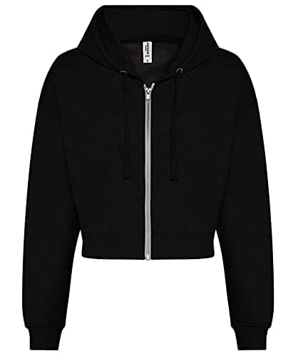 Image of AWDis Just Hoods JH065 Ladies Cropped Zoodie - L - Deep Black