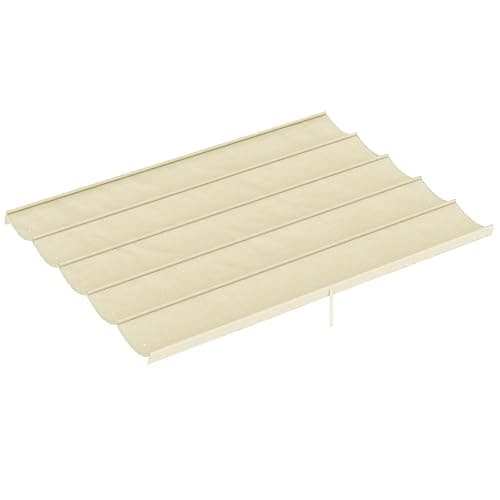 Image of Outsunny Retractable Pergola Shade Cover, 3.5 x 2.6 m Replacement Canopy Fabric for 4 x 3 m Pergola Frame, Gazebo Retractable Roof Only, Cream White