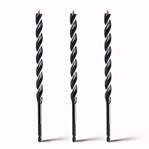 Image of hsawbit Wood Drill Bits, 3pcs x 14mm x 300mm Auger Drill Bit Extra Long Drill Bits Wood Plastic, Drywall Woodworking Hole Drill Bit